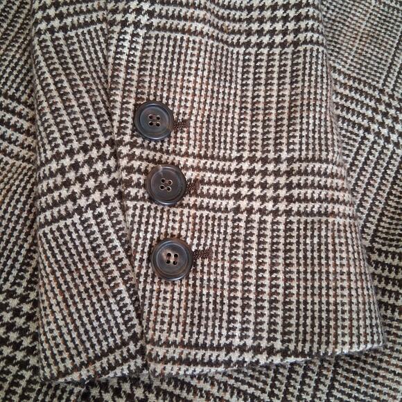 AKRIS 100% Cashmere Houndstooth Brown Blazer Size 10 Quiet Luxury Brand - Picture 9 of 13